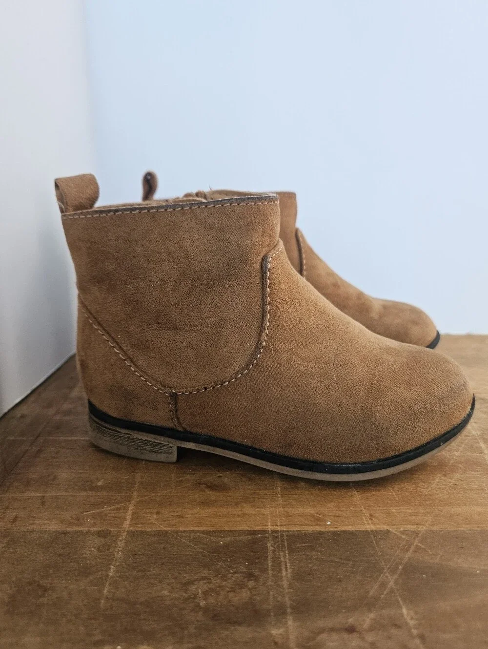 Two Pairs Faux Suede Ankle Booties Girls Toddler Size 7 Black And Brown